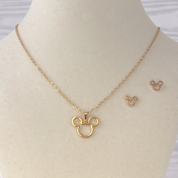 Mickey Mouse Stainless Steel Necklace and Earring Set - Picture 1 of 10